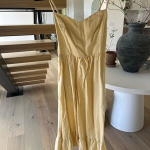 Reformation Pale Yellow Spaghetti-Strap Maxi Dress